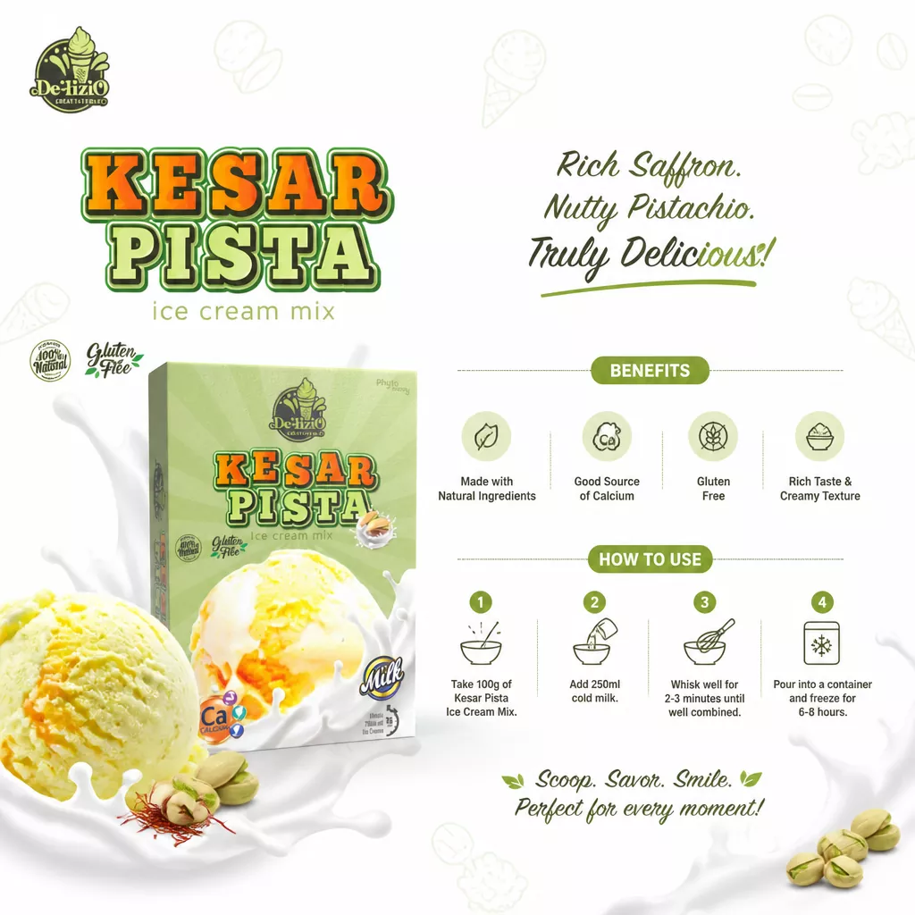 Delizio Kesar Pista Ice Cream Mix 100g (F&00266)