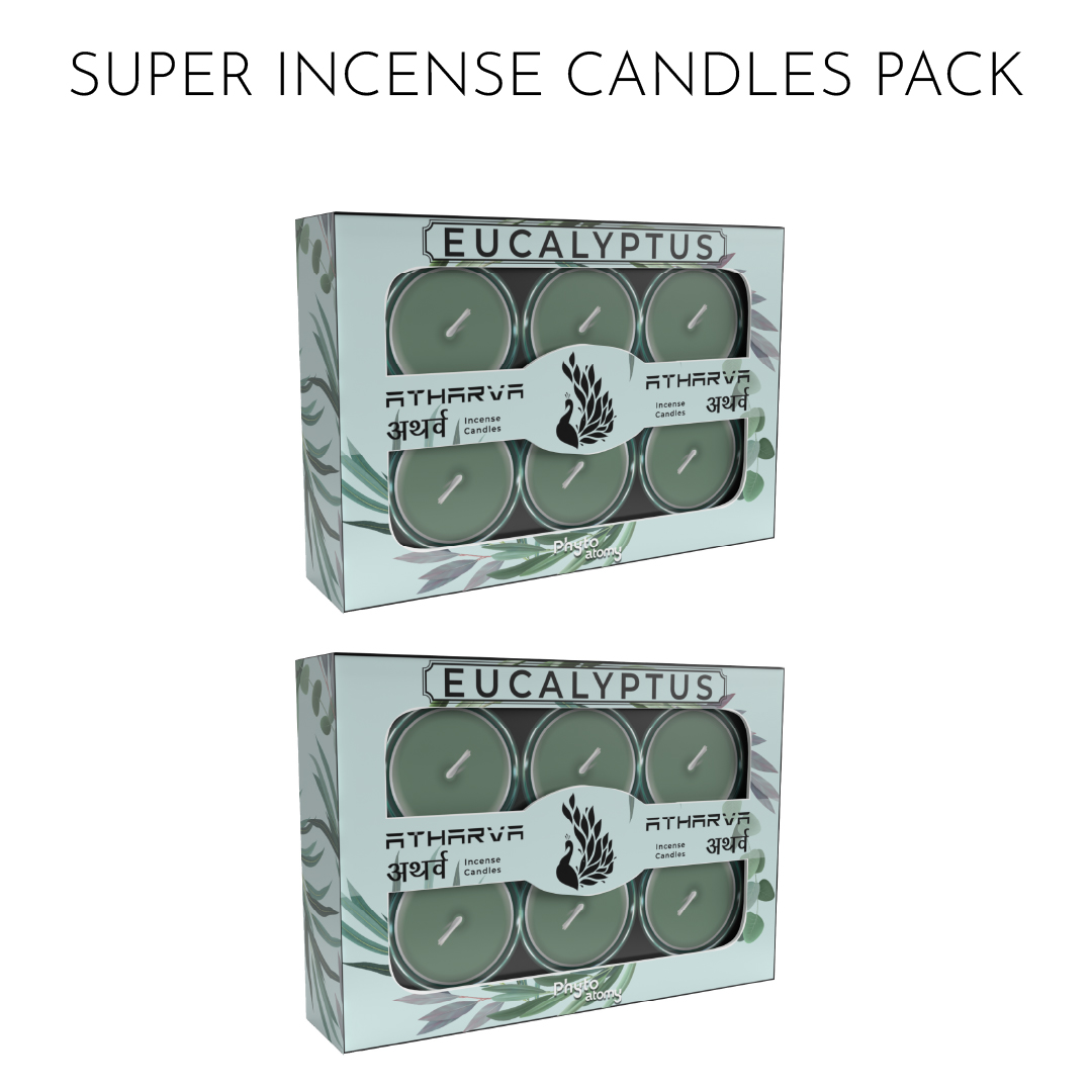 Pack of Two Eucalyptus Atharva Incense Candles (12 Pcs.)