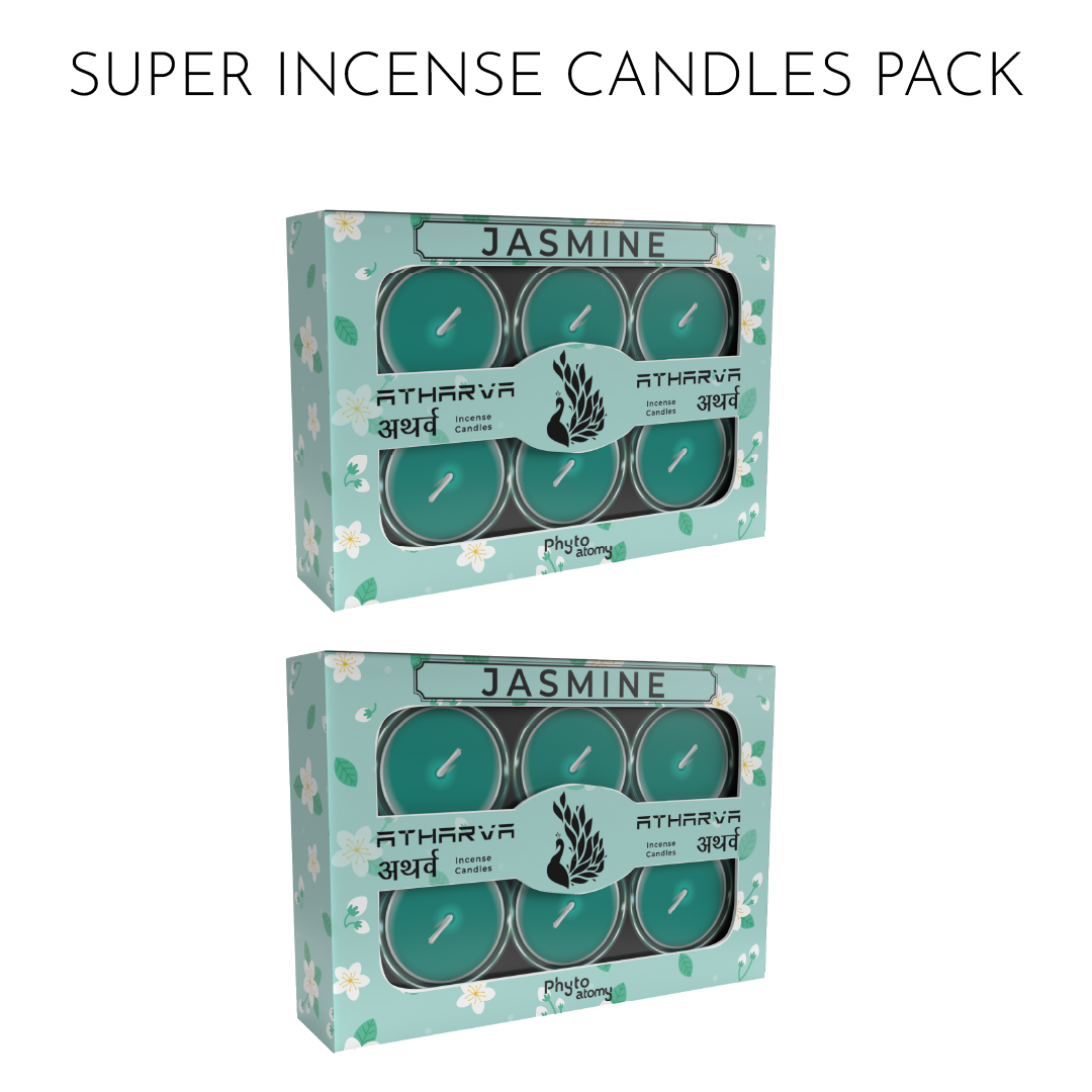 Pack of Two Jasmine Atharva Incense Candles (12 Pcs.)