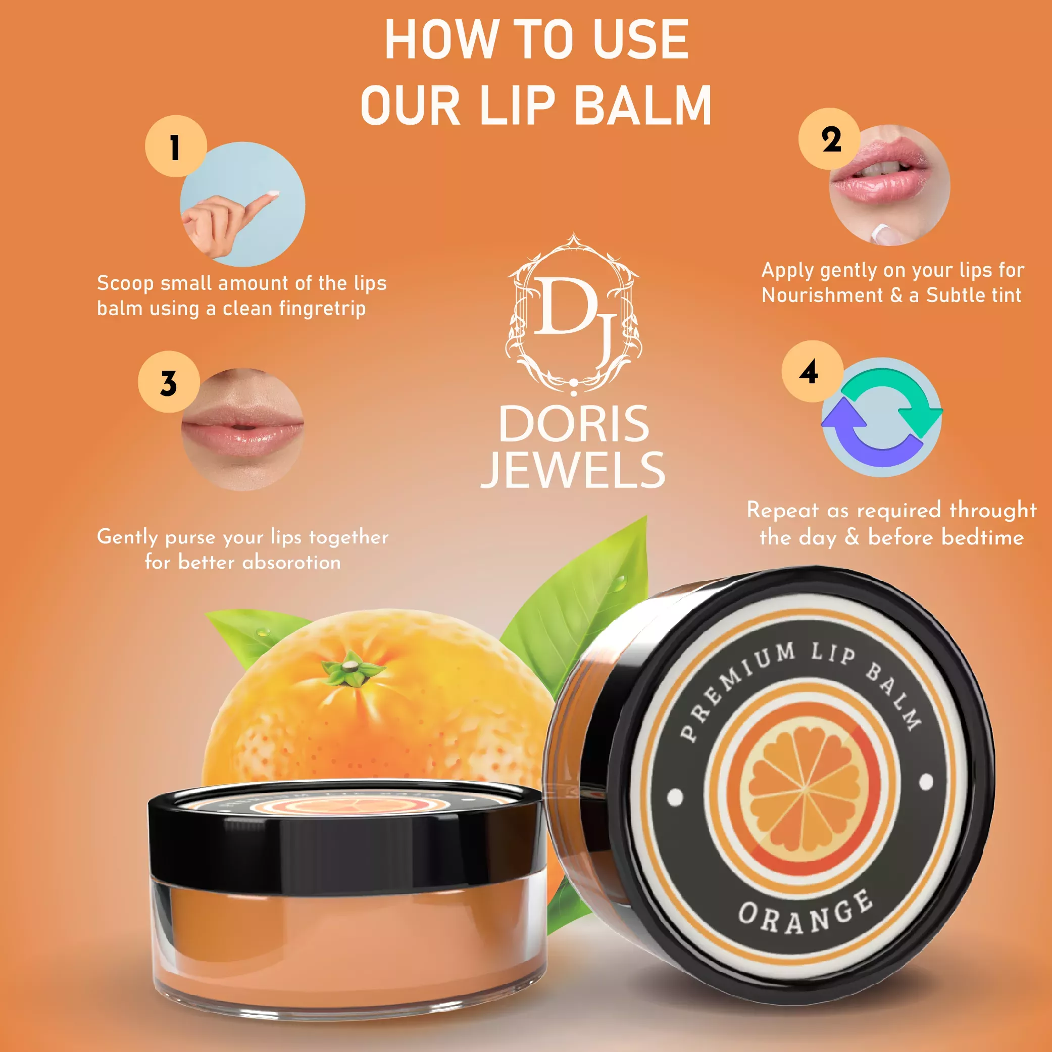 RBV B2B Orange Lip Balm (8g)-24 Pcs.