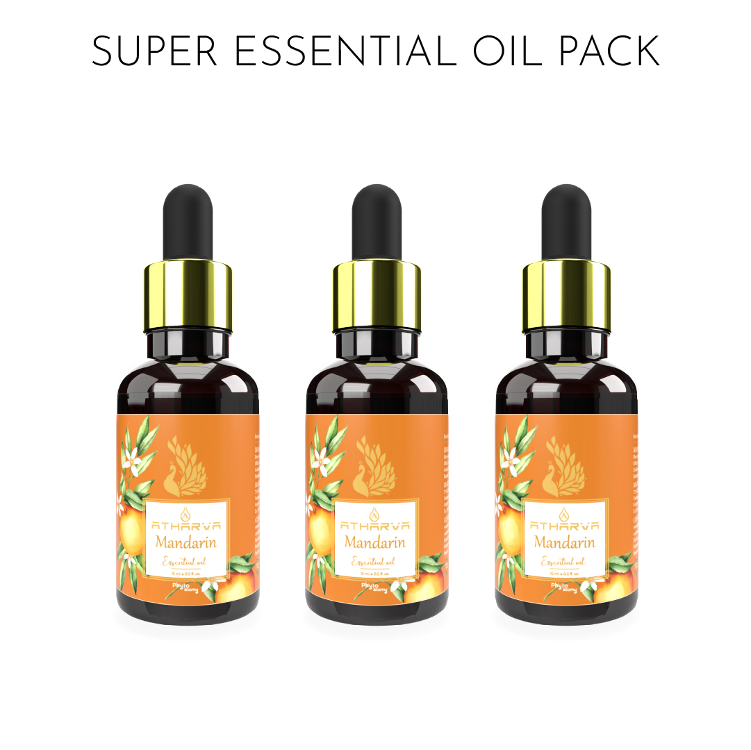 Pack of Three Atharva Mandarin Essential Oil (15ml)