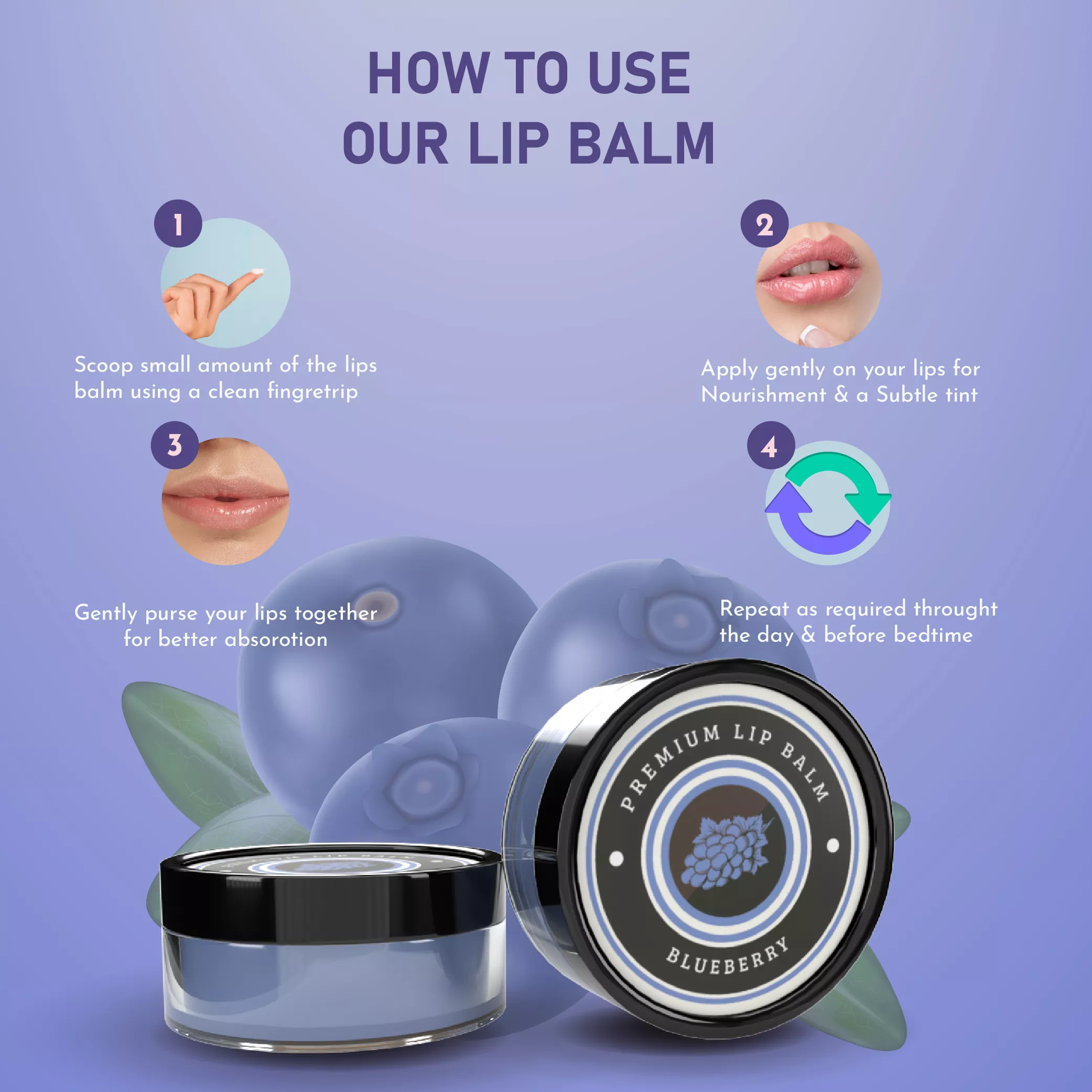 RBV B2B Blue Berry Lip Balm (8g)-24 Pcs.