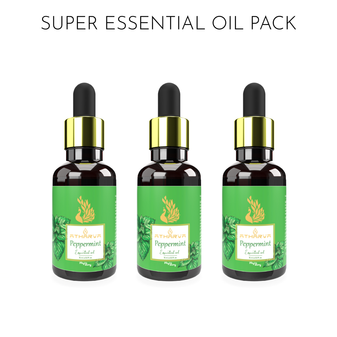 Pack of Three Atharva Peppermint Essential Oil (15ml)