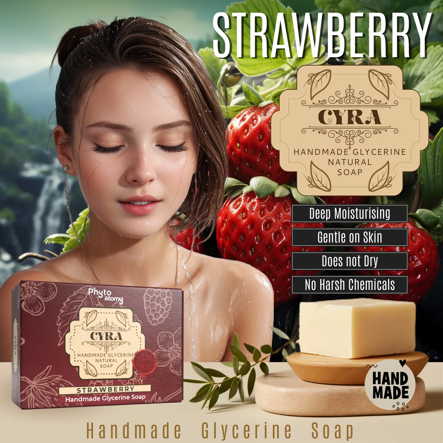 Strawberry Glycerine Soap  (100g)