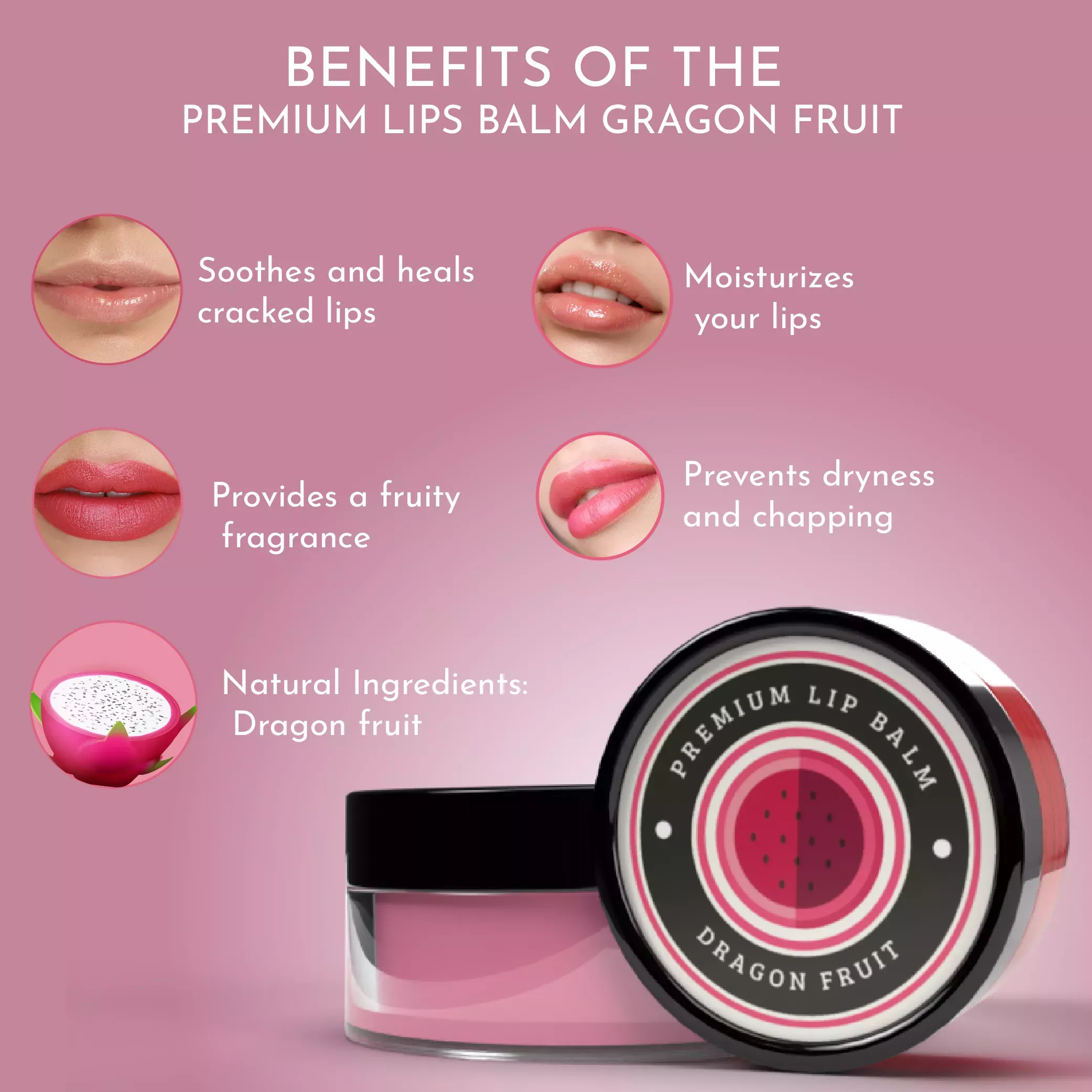 RBV B2B Dragon Fruit Lip Balm (8g)-24 Pcs.