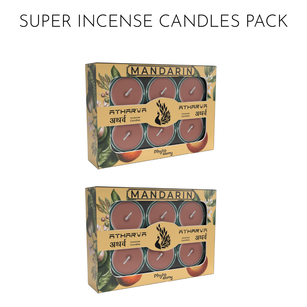Pack of Two Mandarin Atharva Incense Candles (12 Pcs.)