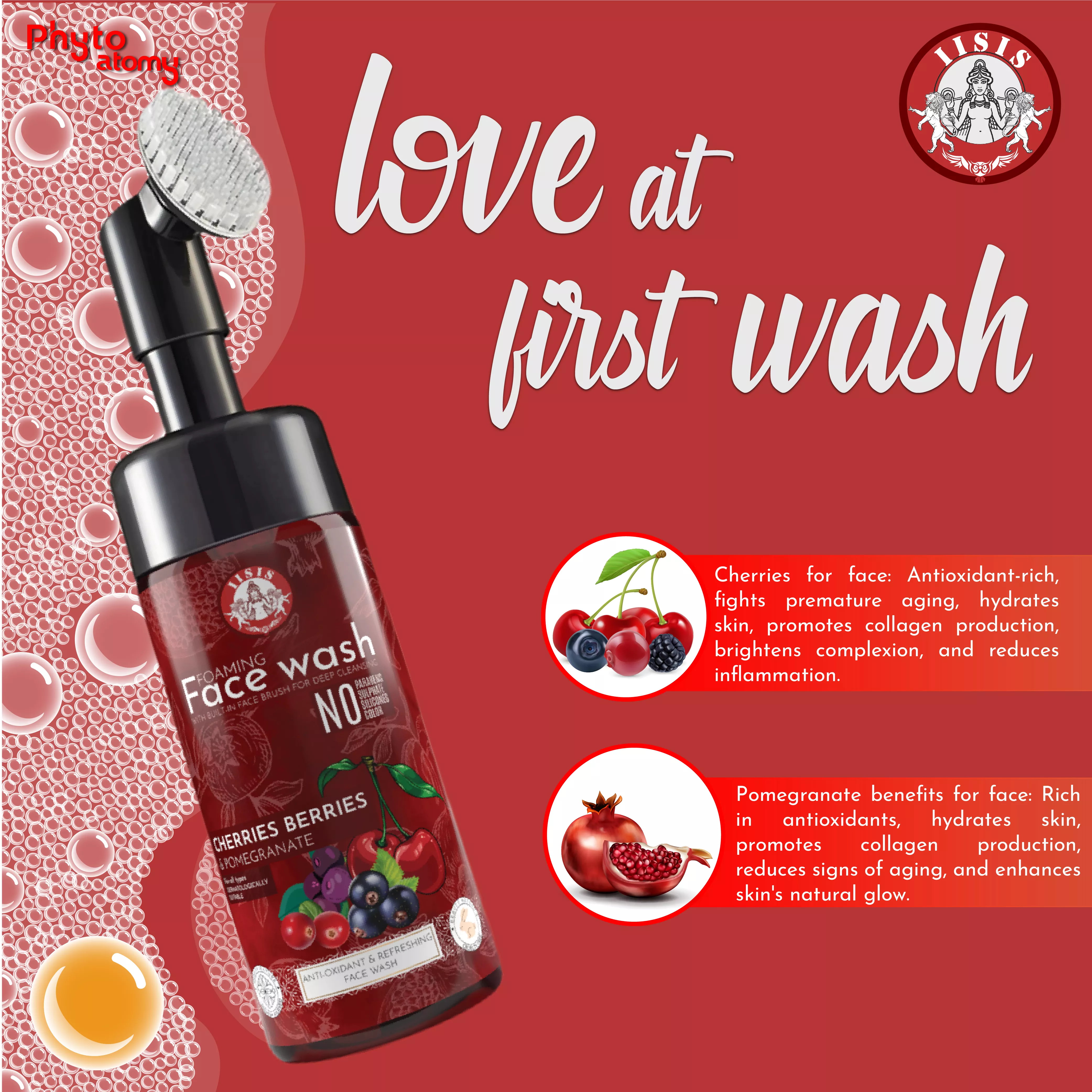 Cherries Berries & Pomegranate Foaming Face Wash With Built-In Face Brush (150ml)