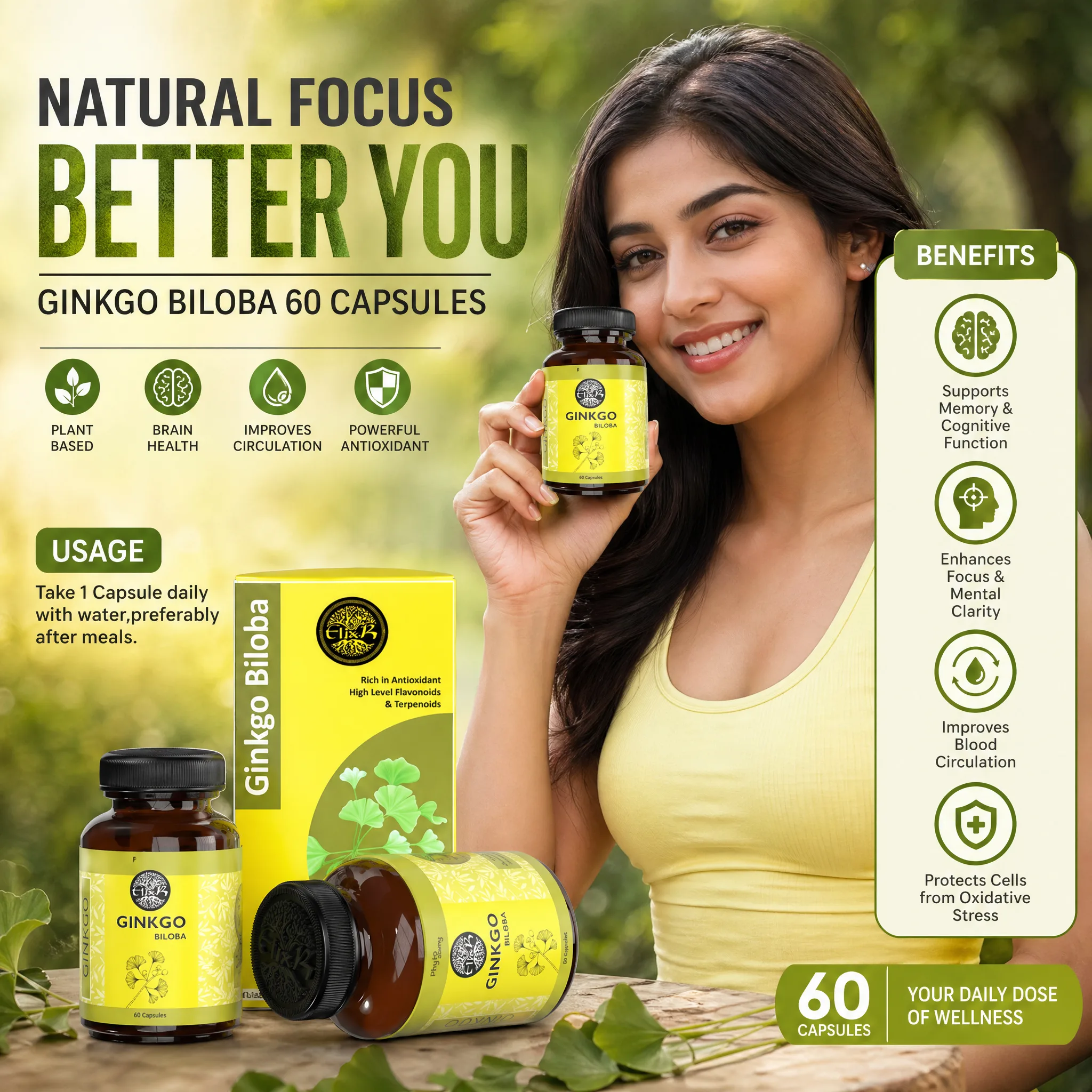 Ginkgo Biloba (60 Capsule) - HS00537