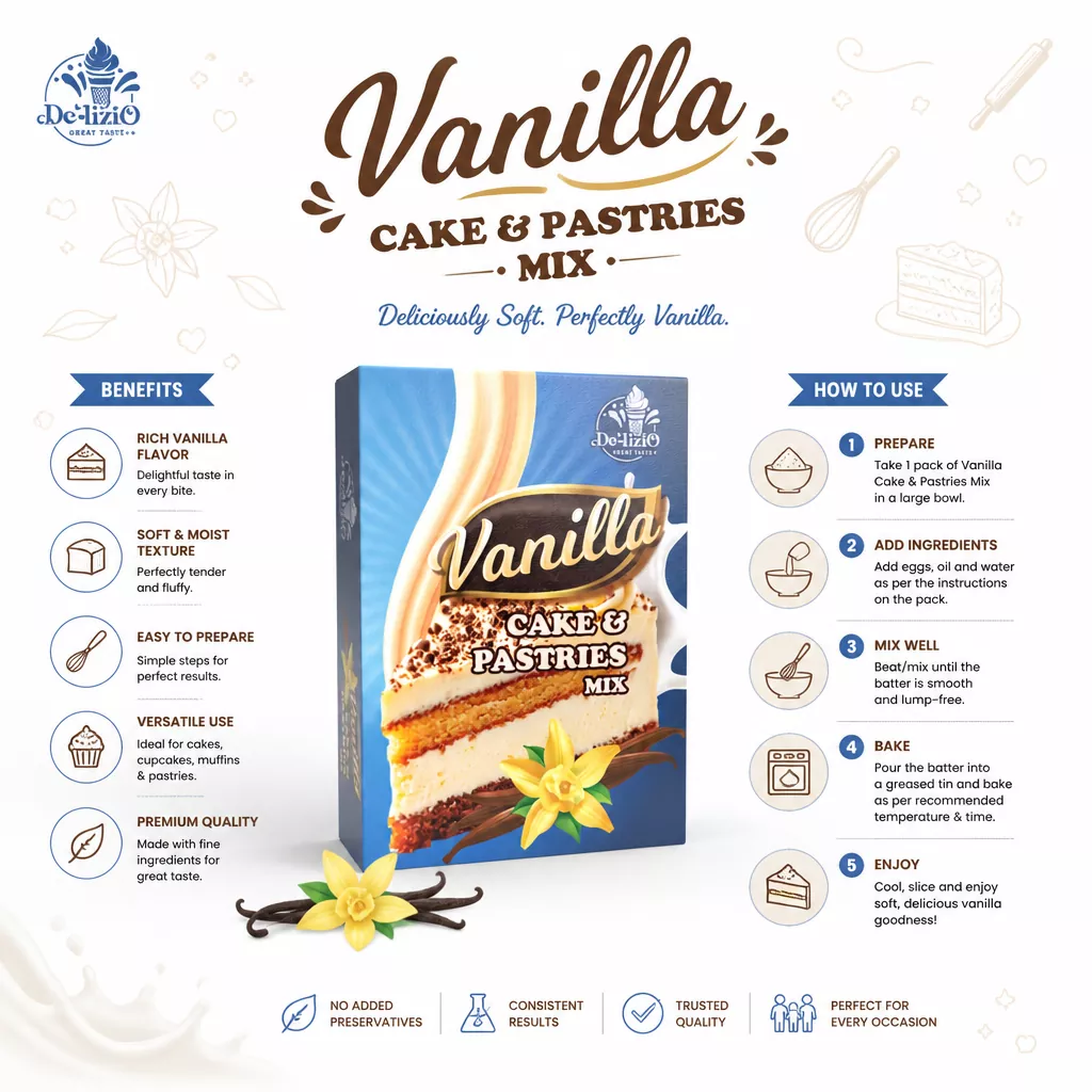 Delizio Vanilla Cake & Pastries Mix 100g (F&00261)
