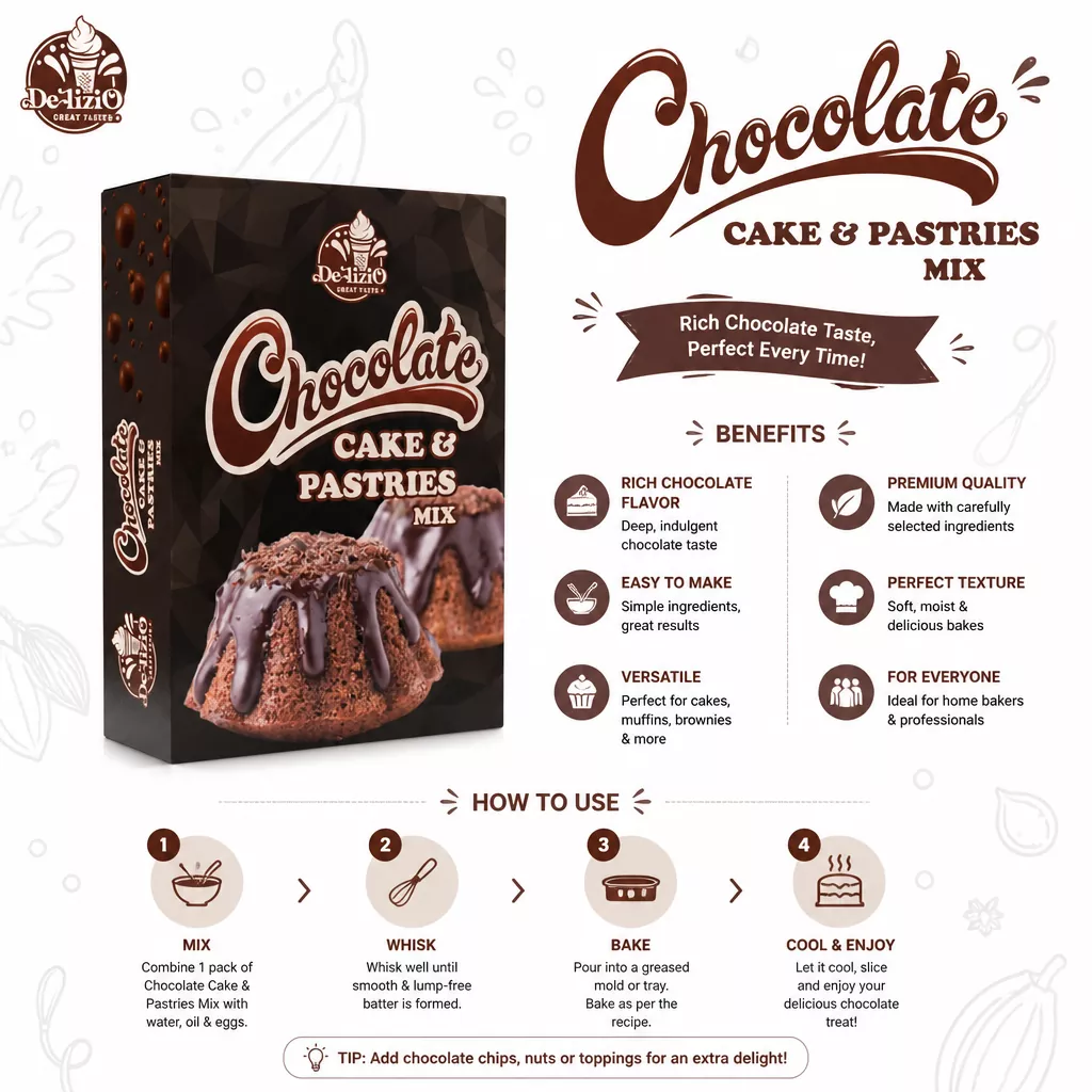 Delizio Chocolate Cake & Pastries Mix 100g (F&00262)