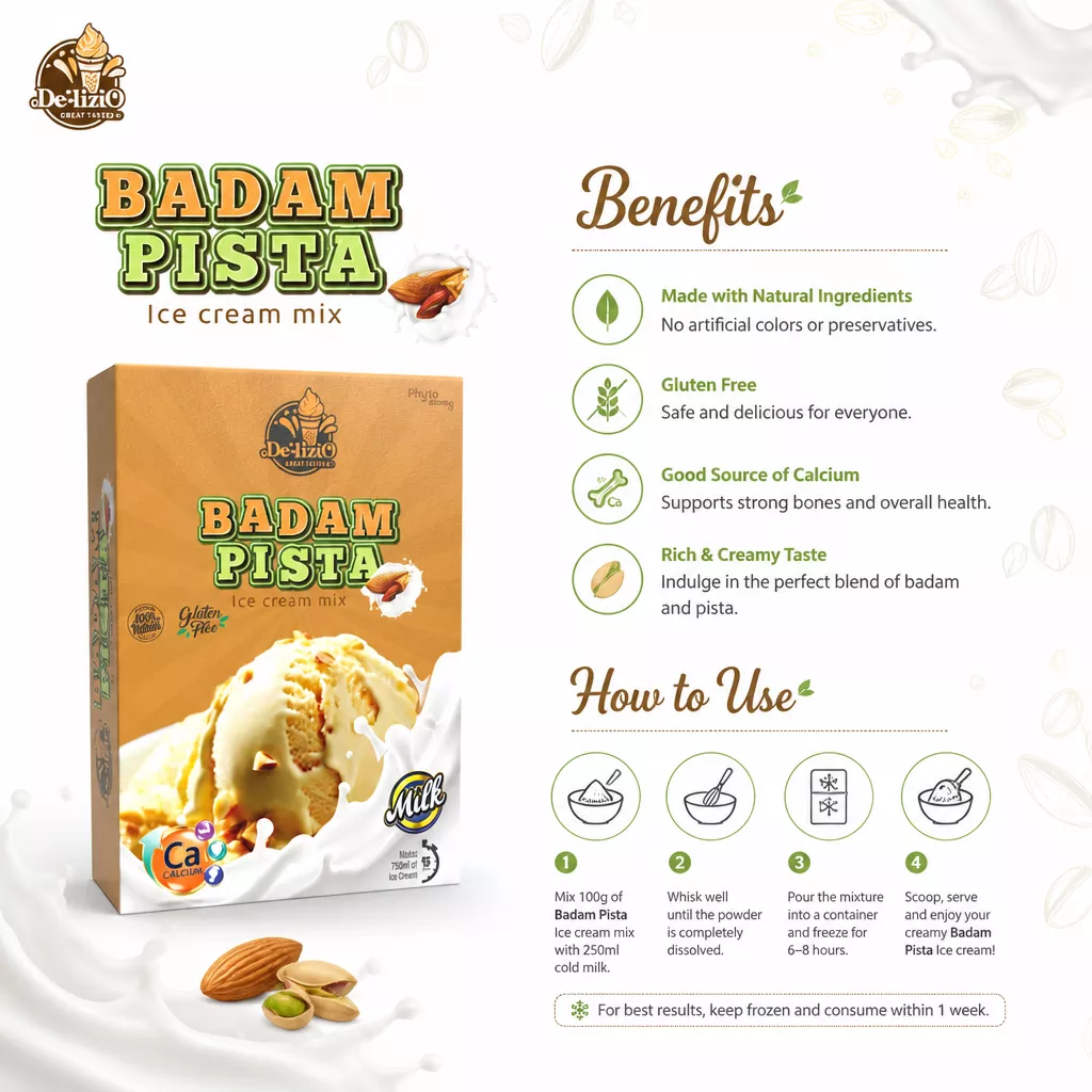 Delizio Badam Pista Ice Cream Mix 100g (F&00268)