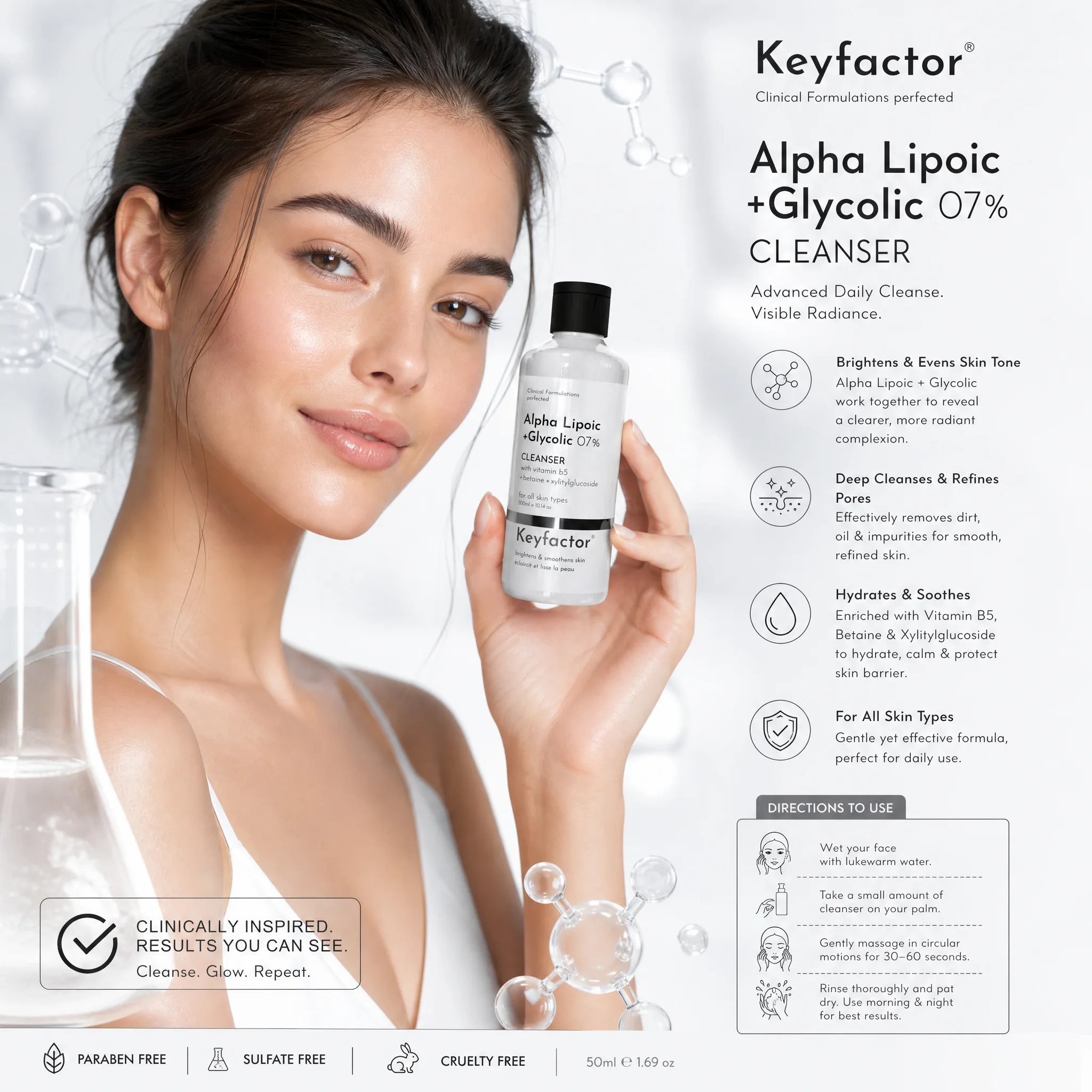 Kf-Alpha Lipoic + Glycolic 07 % Cleanser -300Ml.