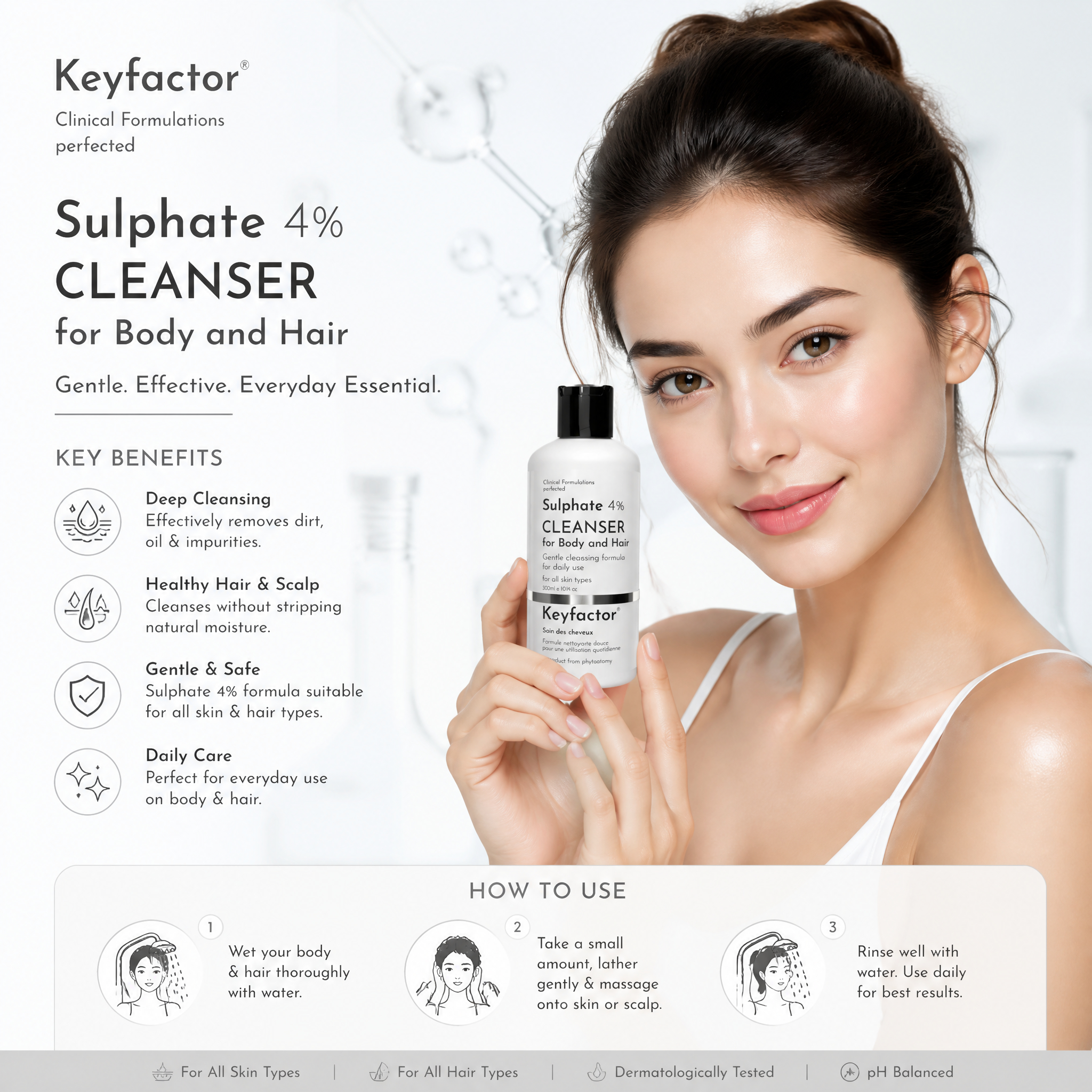 Kf-Sulphate 4% Cleanser For Body and Hair -300Ml.