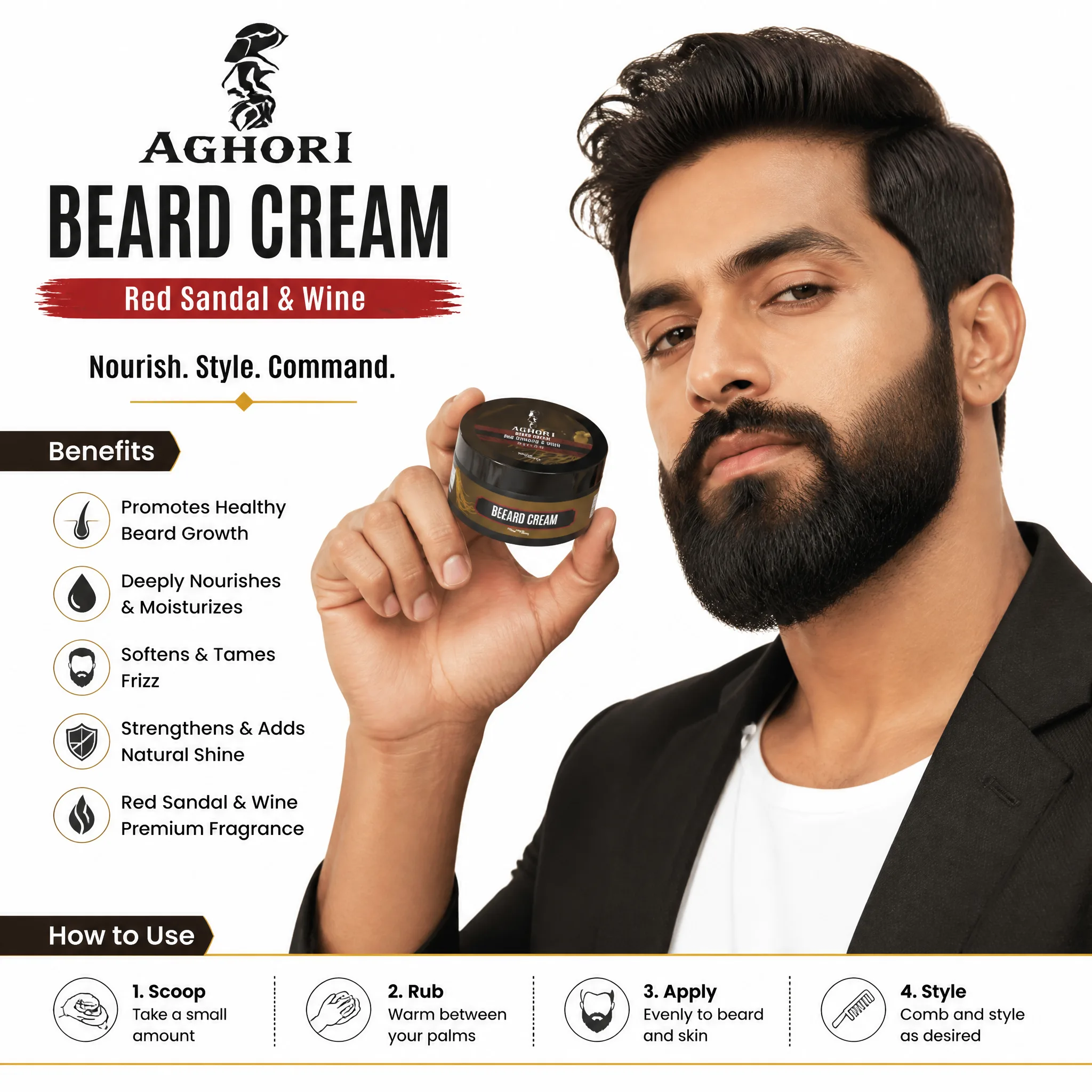 Aghori Beard Cream Red Ginseng & Wine (50g)