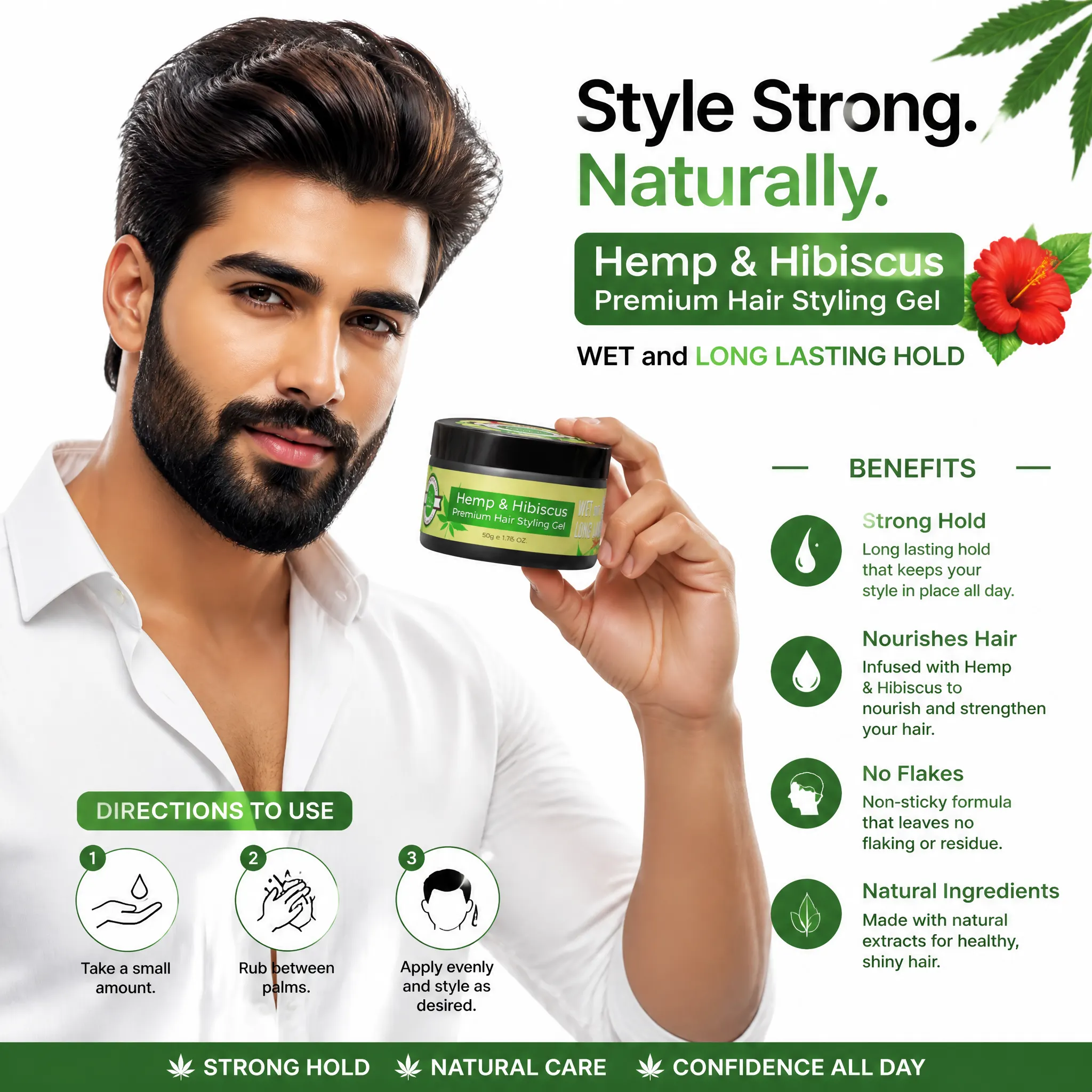 R & L Premium Hair Stylish Gel with Hemp & Hibiscus (50g)
