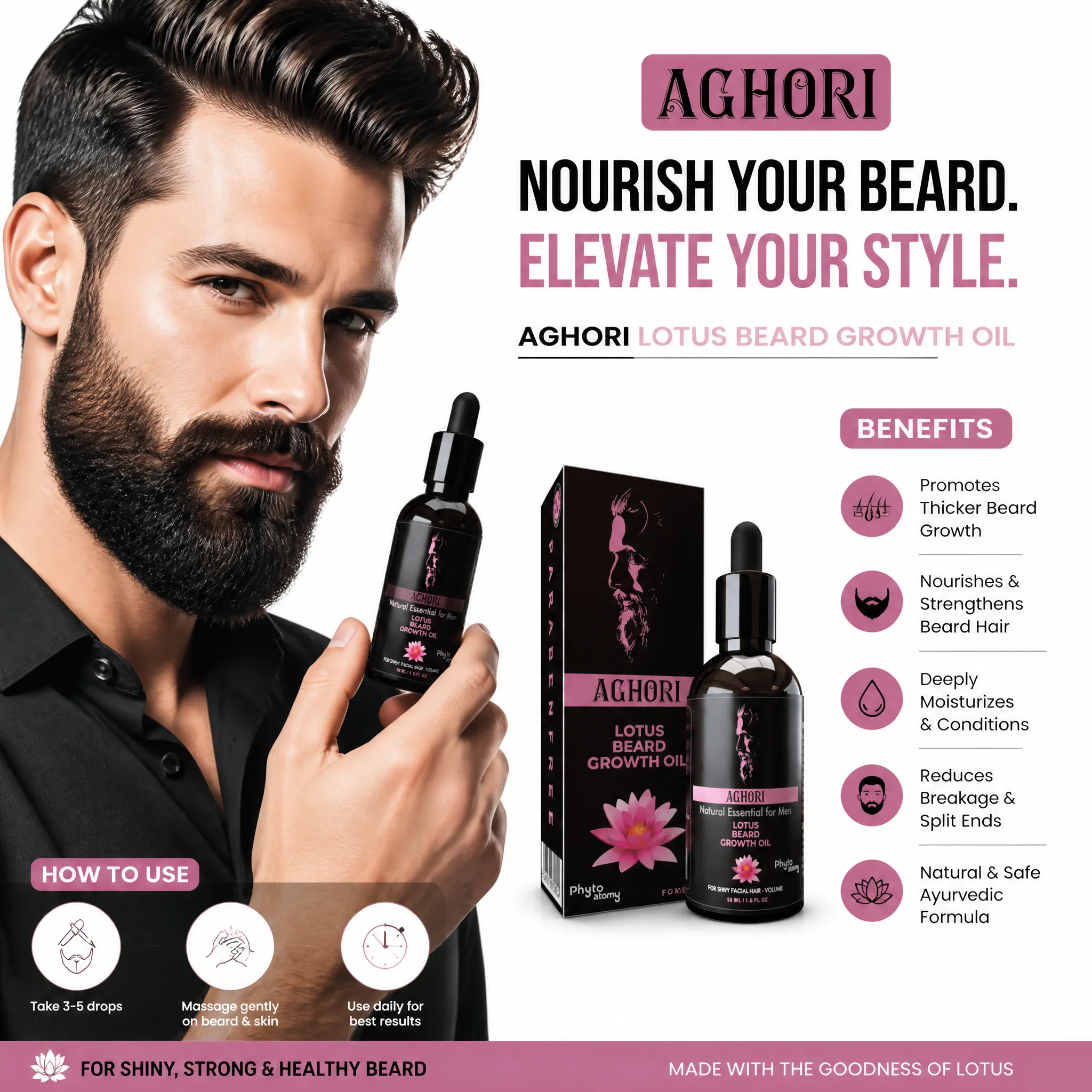 Aghori Lotus Beard Growth Oil (50ml)