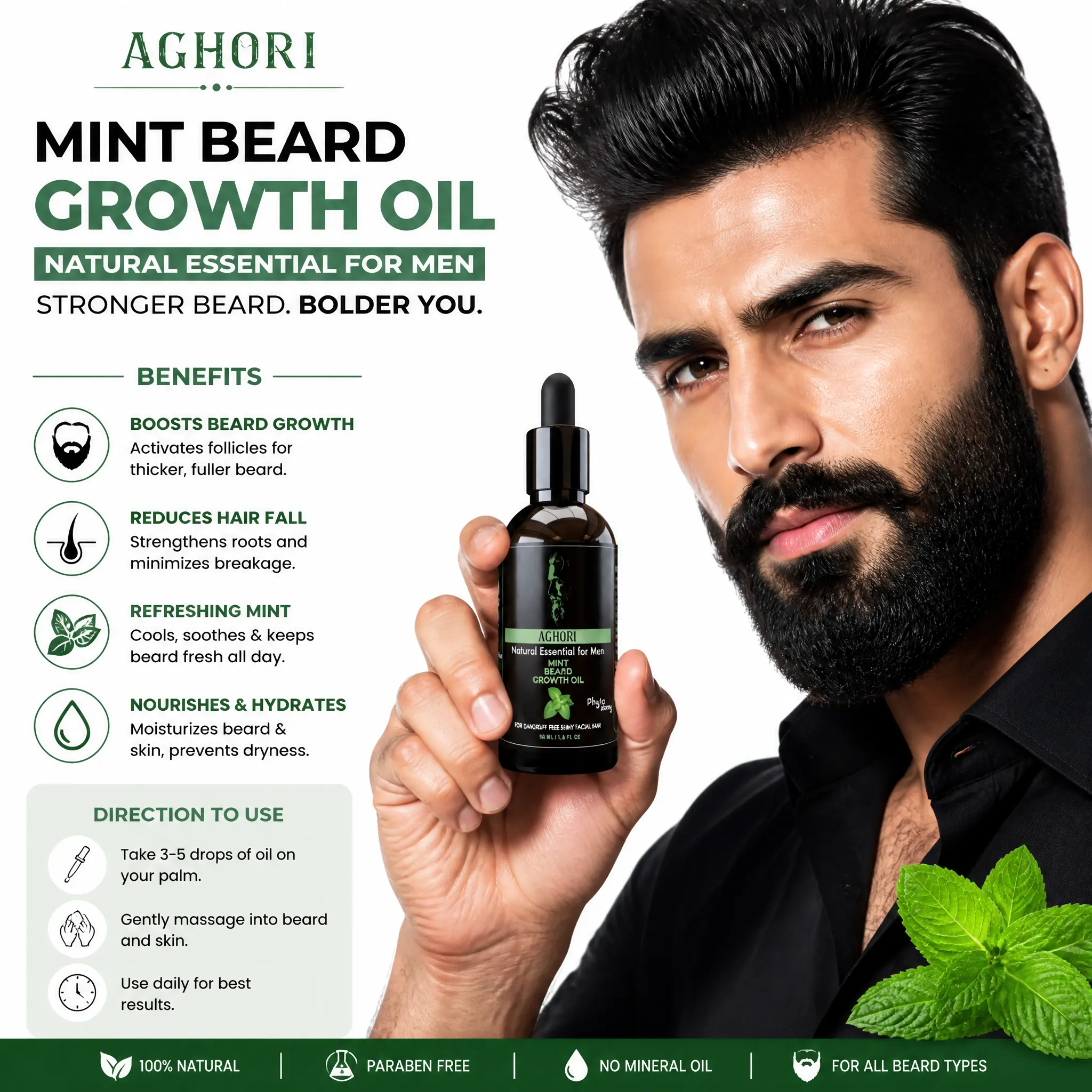 Aghori Mint Beard Growth Oil (50ml)